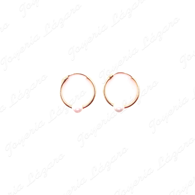 PEND. AROS ORO 18 KTS CON PERLA PASADA 1X12
