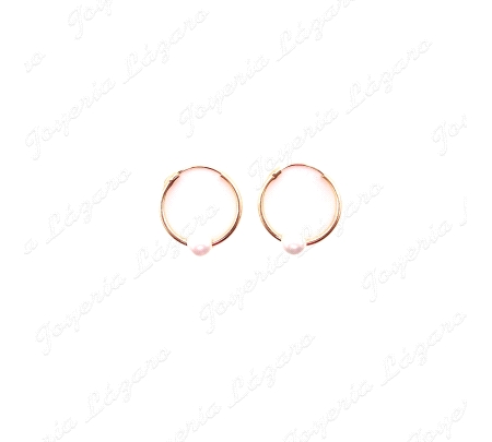 PEND. AROS ORO 18 KTS CON PERLA PASADA 1X12
