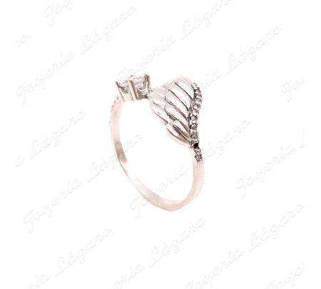 SORTIJA PLATA ALA + CIRCONITA CUAJO GARRAS