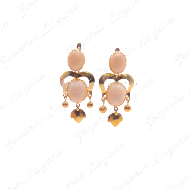 ORO 18 KTS PENDIENTES CORAL BL,
