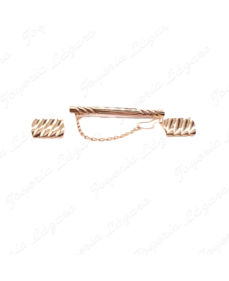 GEMELOS+PILLACORBATAS ORO 18KT RECTANGULAR