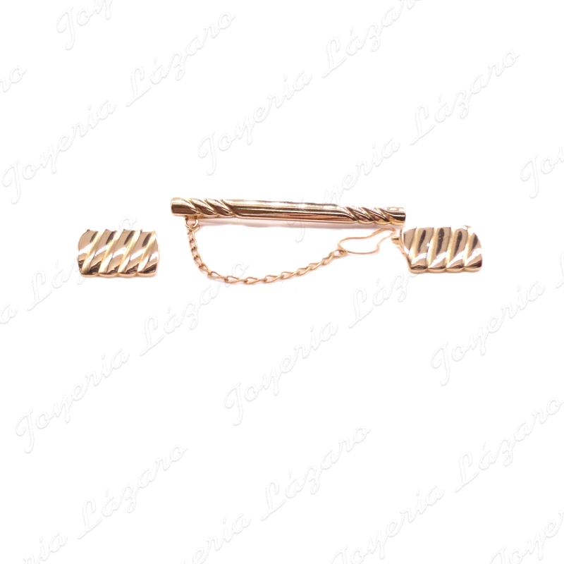 GEMELOS+PILLACORBATAS ORO 18KT RECTANGULAR
