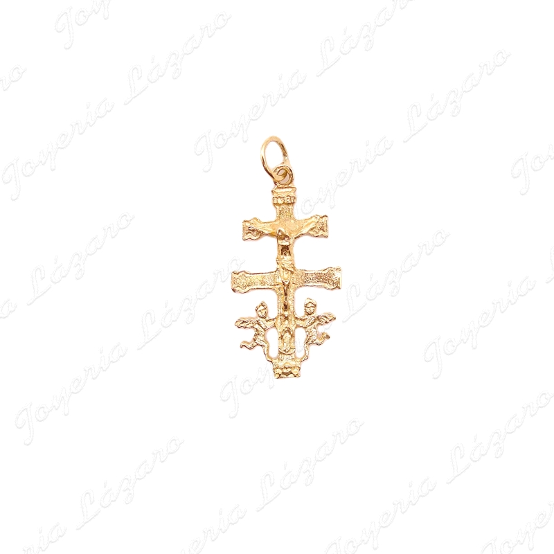 CRUZ DE CARAVACA ORO 18KT OCASION 15X29MM CRISTO RELIEVE                                            