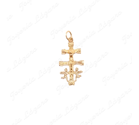 CRUZ DE CARAVACA ORO 18KT OCASION 15X29MM CRISTO RELIEVE                                            
