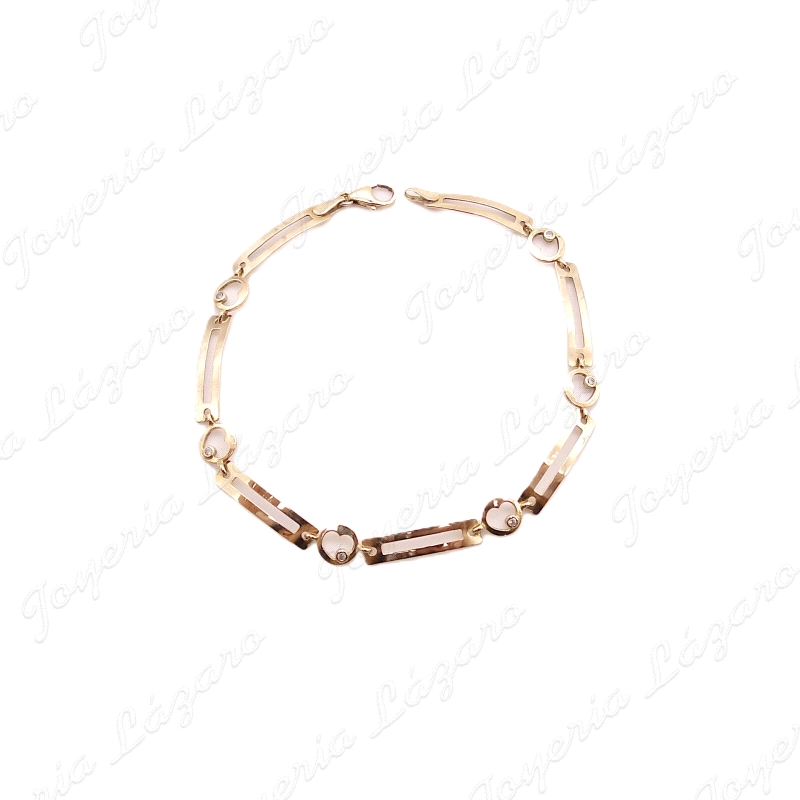 PULSERA ORO 18KT OCASION CHAPITAS +CORAZONES CALADOS CON CIRCO                                      