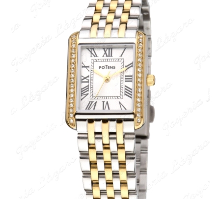 POTENS RELOJ SRA. COLECCION PARIS BICOLOR RECTANGULAR CIRCONITAS BISEL                              