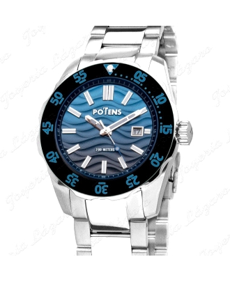 POTENS RELOJ CABALLERO, COLECCION BORA BORA, AZUL AGUAS, BISEL AZUL                                 