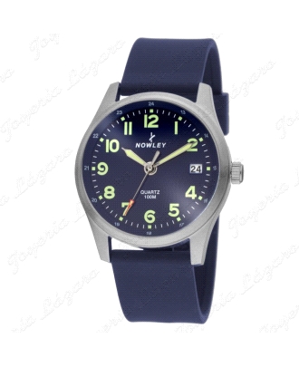NOWLEY RELOJ CABALLERO HOT, AZUL NUMERO AMARILLOS CORREA SILICONA                                   