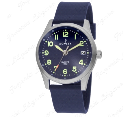 NOWLEY RELOJ CABALLERO HOT, AZUL NUMERO AMARILLOS CORREA SILICONA                                   