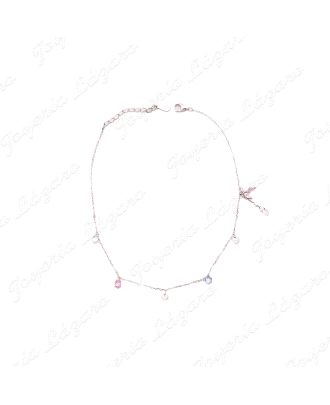 TOBILLERA PLATA CRITALITOS COLORES COLGADOS                                                         