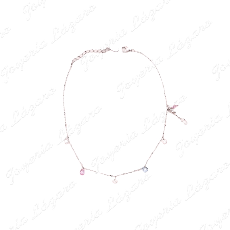 TOBILLERA PLATA CRITALITOS COLORES COLGADOS                                                         