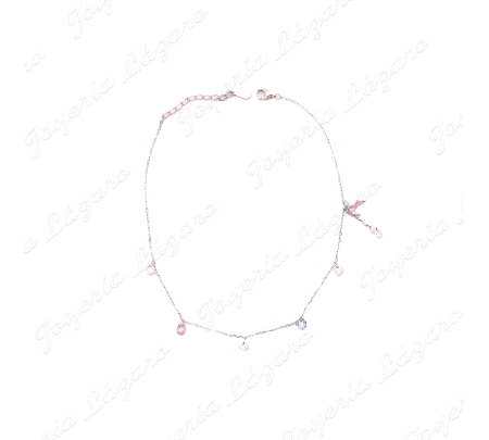TOBILLERA PLATA CRITALITOS COLORES COLGADOS
