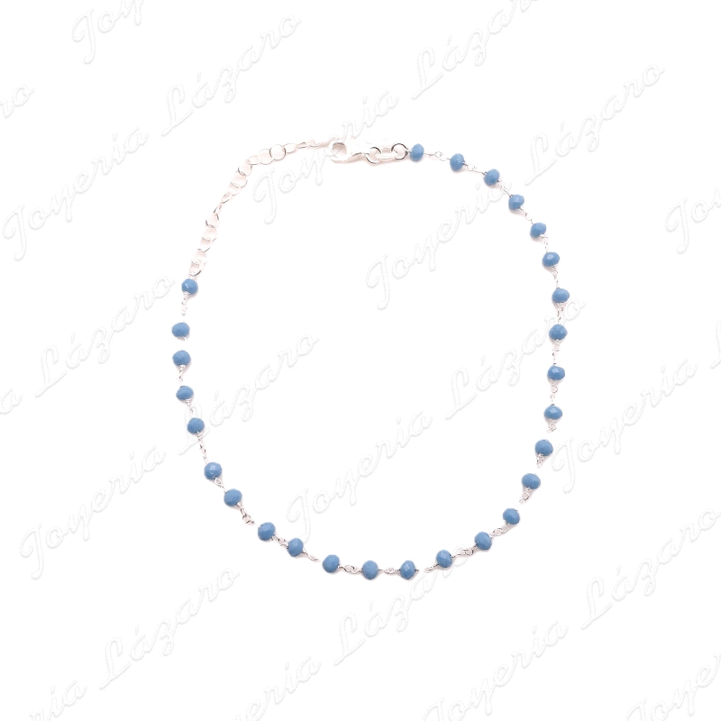 TOBILLERA PLATA BOLAS TURQUESAS                                                                     