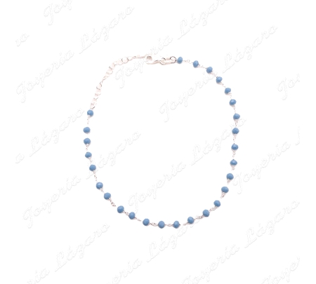 TOBILLERA PLATA BOLAS TURQUESAS