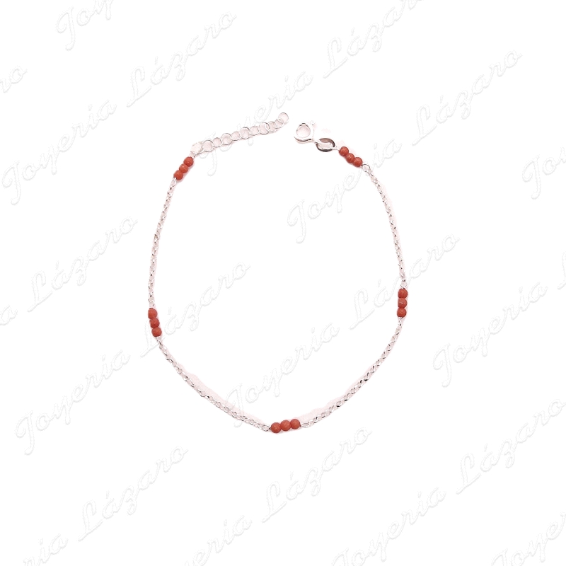 TOBILLERA PLATA BOLAS ROJAS                                                                         