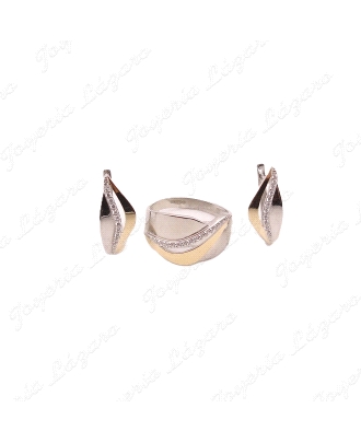 SORTIJA PLATA+ ORO 9KT SVITOZAR BICOLOR 2 BANDAS+1HILERA MICROCIRCO                                 