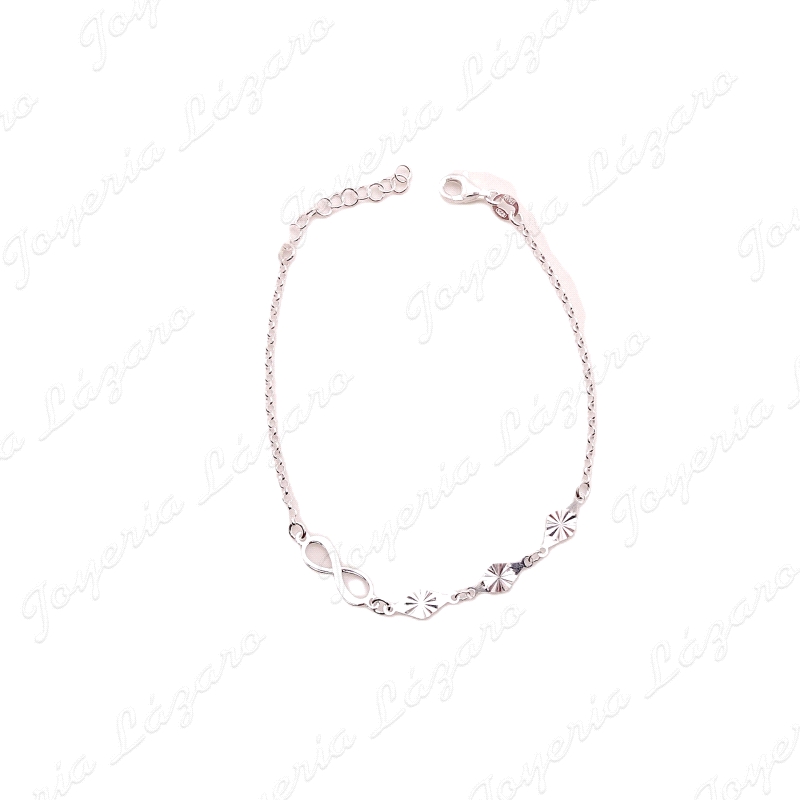 PULSERA PLATA INFINITO Y ROMBOS TALLADOS                                                            