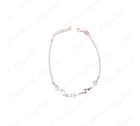 PULSERA PLATA INFINITO Y ROMBOS TALLADOS