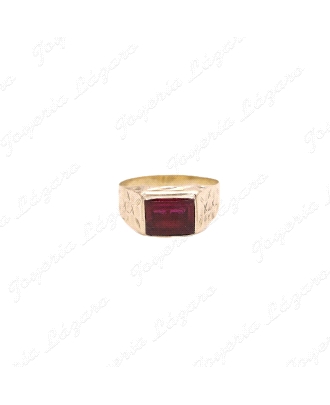 SORTIJA ORO 18KT SEMINUEVO DAMERO ROJO                                                              