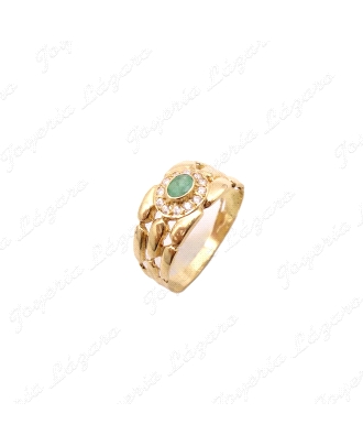 SORTIJA ORO 18KT OCASION ESMERALDA CENTRAL 3 BANDAS                                                 