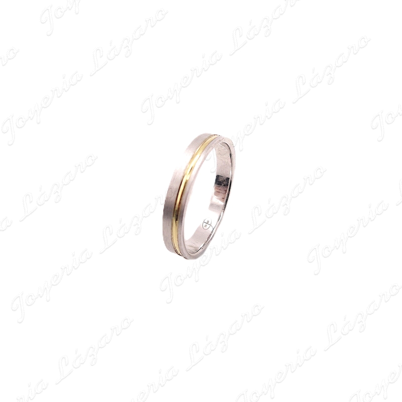 ALIANZA ORO 18 KTS BICOLOR 3MM MATE FILO AMARILLO                                                   