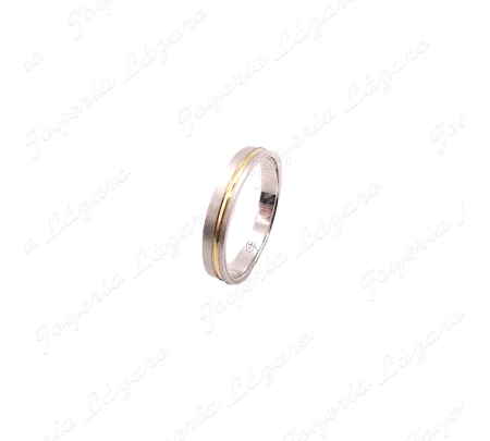 ALIANZA ORO 18 KTS BICOLOR 3MM MATE FILO AMARILLO