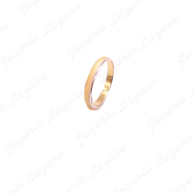 ALIANZA 18KT BICOLOR 3MM TEXTURA Nº13