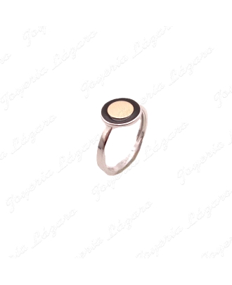 SORTIJA PLATA +ORO 9KT SVITOZARDISCO MICROCIRCO NEGRAS +CENTRO ORO