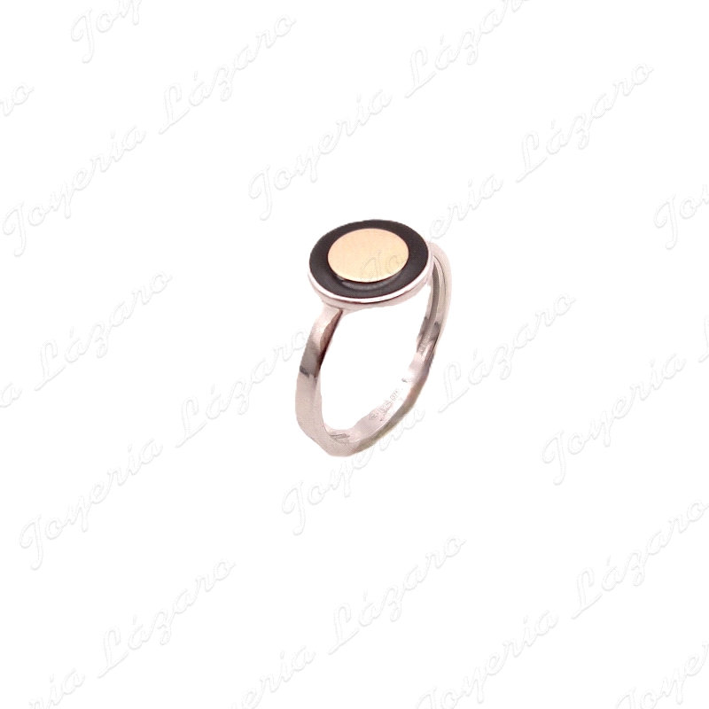 SORTIJA PLATA +ORO 9KT SVITOZARDISCO MICROCIRCO NEGRAS +CENTRO ORO