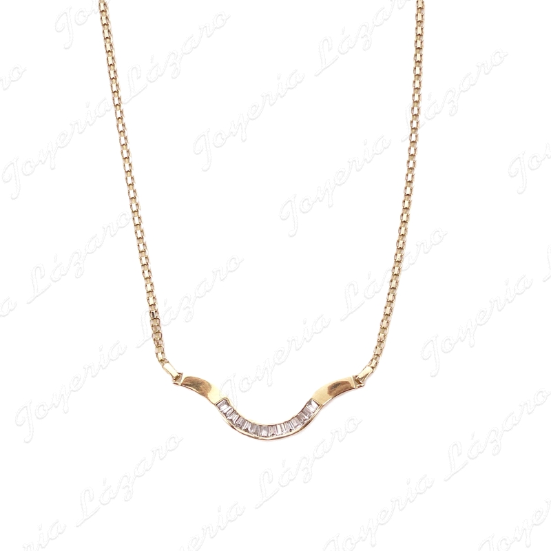 GARGANTILLA ORO 18KT SEMINUEVA ONDA CIROCONITAS BAGUETTE+CADENA BISMAC                              