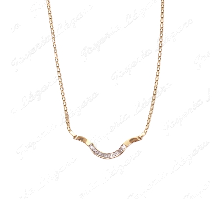GARGANTILLA ORO 18KT SEMINUEVA ONDA CIROCONITAS BAGUETTE+CADENA BISMAC