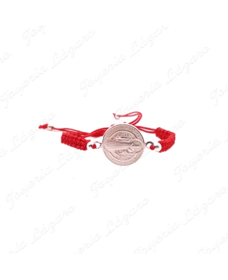 PULSERA PLATA SAN BENITO MACRAME ROJO