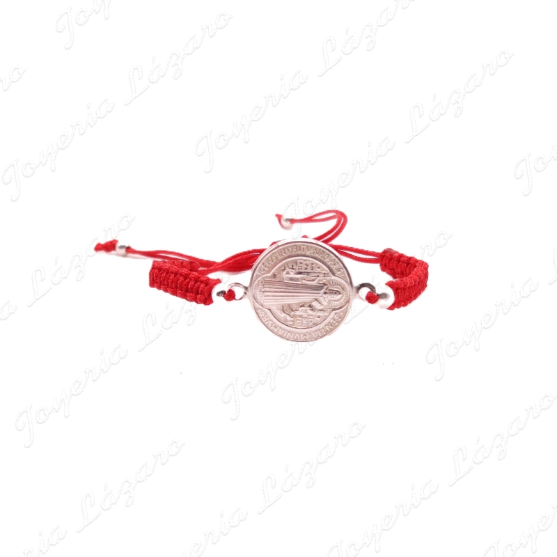 PULSERA PLATA SAN BENITO MACRAME ROJO