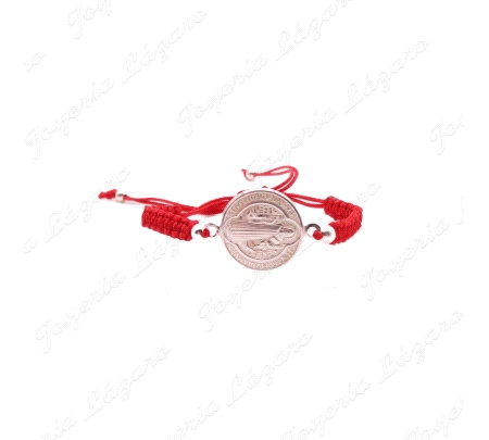 PULSERA PLATA SAN BENITO MACRAME ROJO