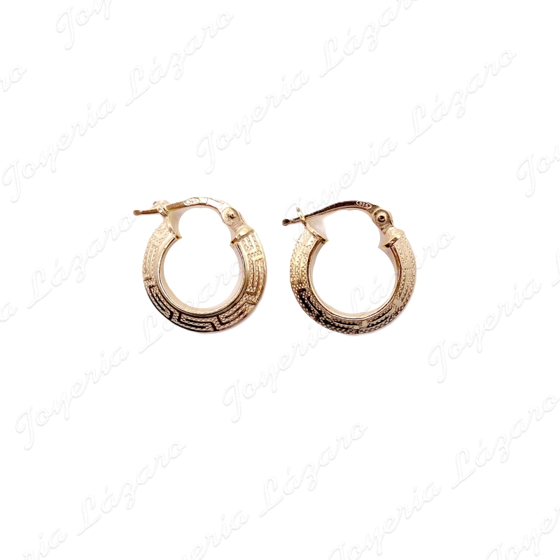 PEND. AROS PLATA CHAPADA ORO 13MM EXT. GRECA