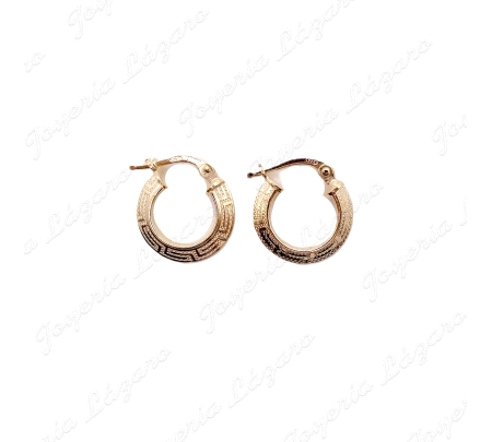 PEND. AROS PLATA CHAPADA ORO 13MM EXT. GRECA