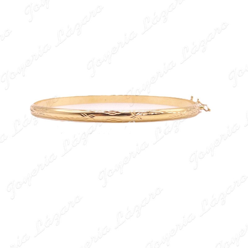 ORO 18 KTS PULSERA 1/2 CAÑA ANCHO 0.4X6.4CM INTERIOR