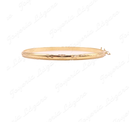ORO 18 KTS PULSERA 1/2 CAÑA ANCHO 0.4X6.4CM INTERIOR