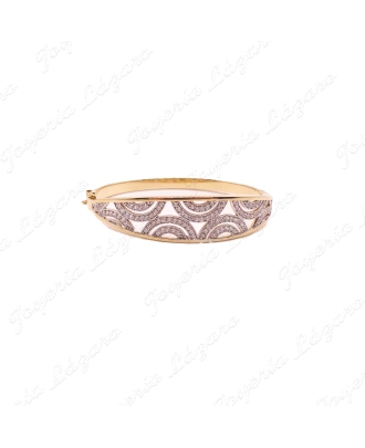 PULSERA 18KTS RIGIDA SEMI CIRCULOS BICOLOR,62 mm INT