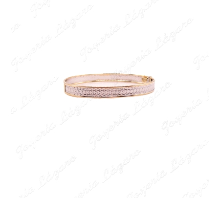 PULSERA 18KTS RIGIDA BIC,TALLADO ESTRELLA,65mm INT.8 ANCHO
