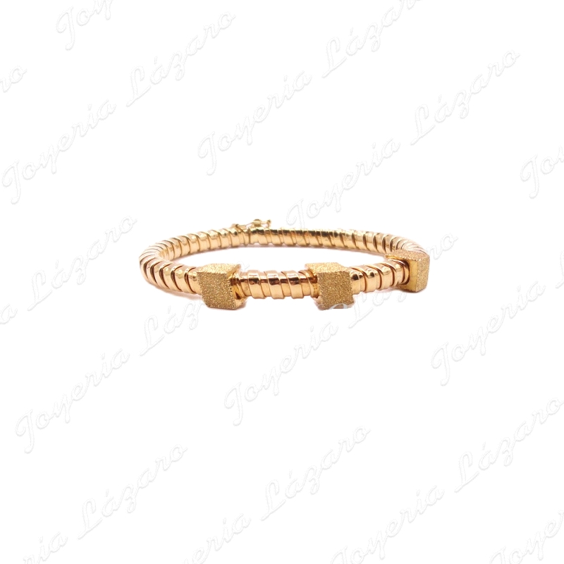 PULSERA 18KTS SEMI RIGIDA CUADRADOS.60mm INT.5 ANCHO