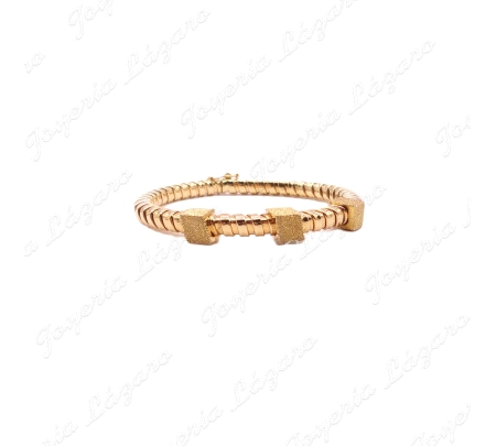 PULSERA 18KTS SEMI RIGIDA CUADRADOS.60mm INT.5 ANCHO