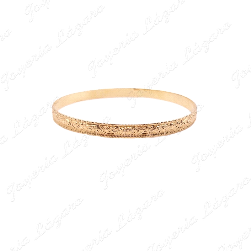 PULSERAS 18KTS RIGIDA MACIZA LABRADA,65mm INT. 5'5 ANCHO