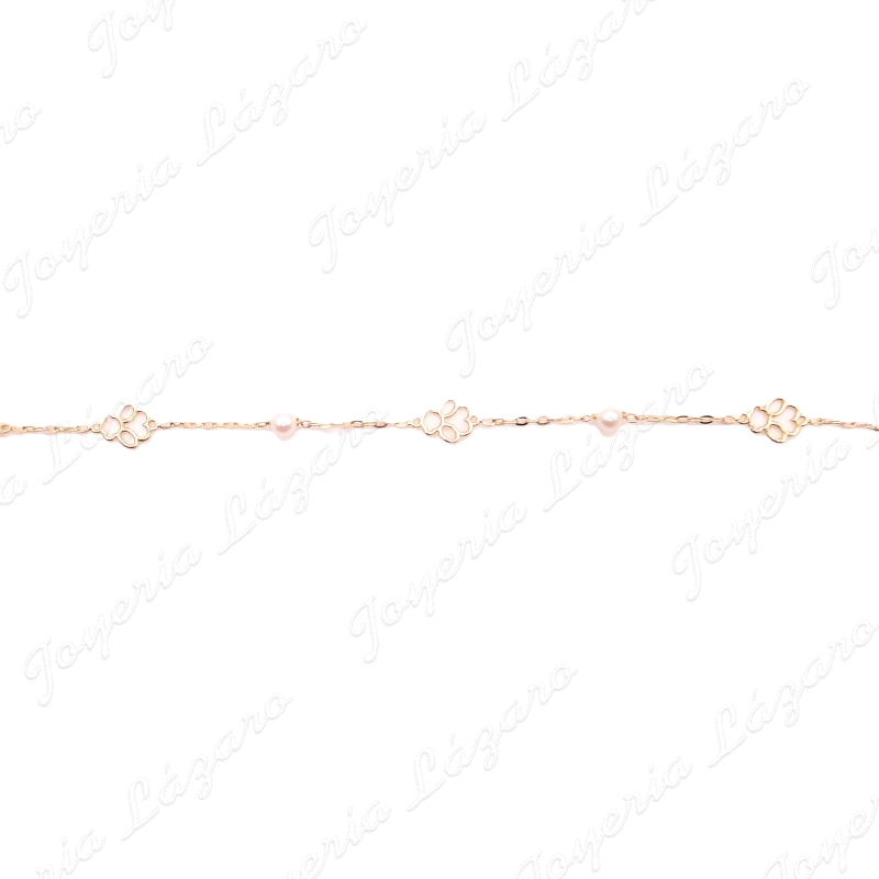 PULSERA ORO 18 KTS PERLITAS+ANGELITO CALADO
