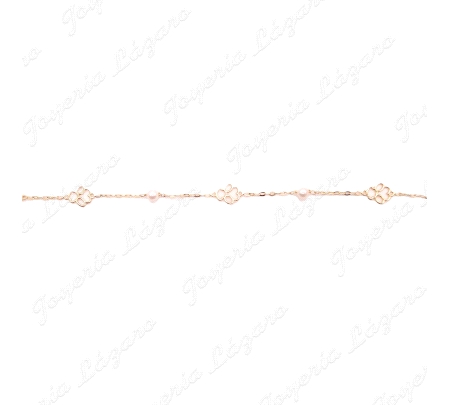 PULSERA ORO 18 KTS PERLITAS+ANGELITO CALADO