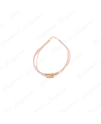 PULSERA ORO 18 KTS 3 HILOS NUDE+ BOLAS PASADAS