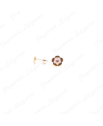 PEND. PRES. ORO 18 KTS FLOR ESMALTADA BLANCO