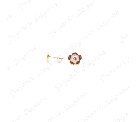 PEND. PRES. ORO 18 KTS FLOR ESMALTADA BLANCO