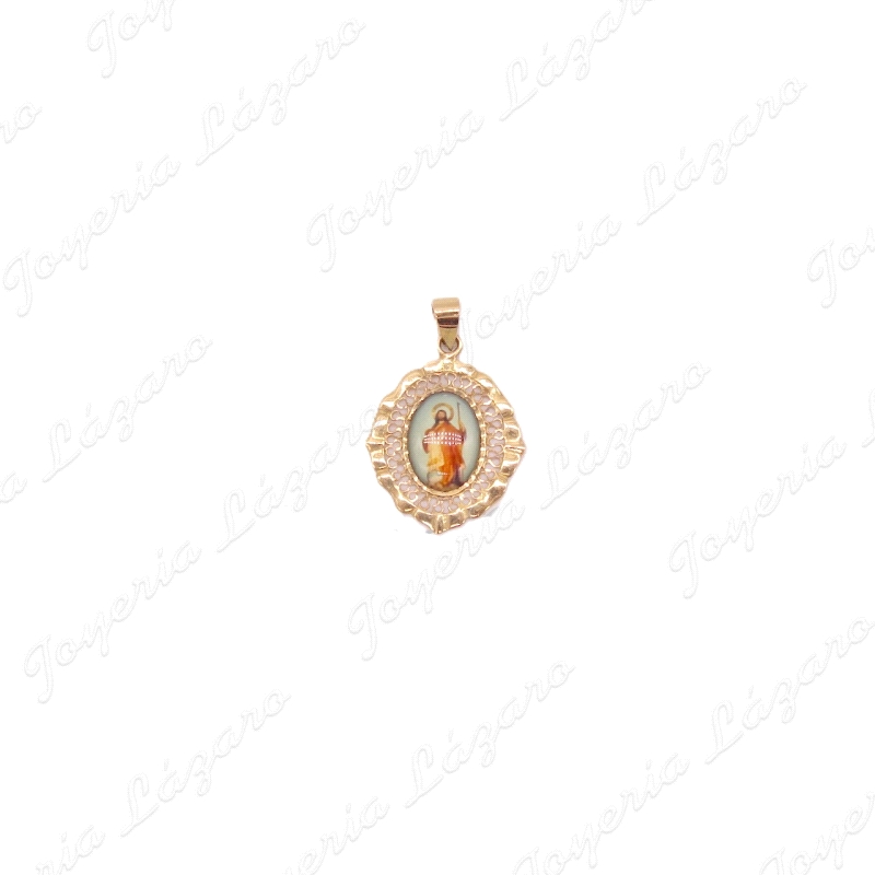 ORO 18 KTS MEDALLA CRISTO ESMALTE