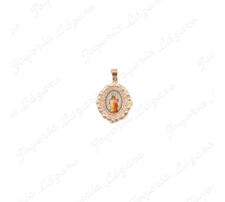 ORO 18 KTS MEDALLA CRISTO ESMALTE